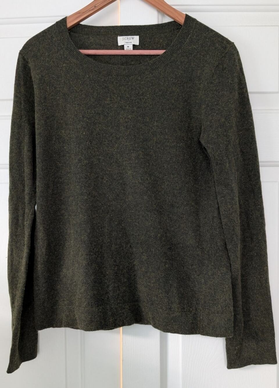 J. Crew Factory Green Wool Blend Teddie Crewneck Sweater